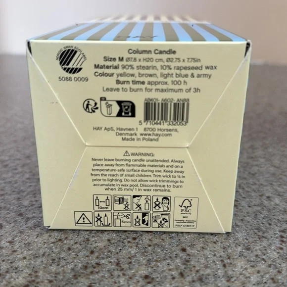 Candle Hay Yellow Brown Light Blue & Army Medium - Picture 3 of 7